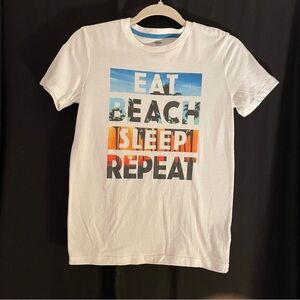 Old Navy Boys’ White Short-Sleeve Tee with Multicolor Beach Graphic